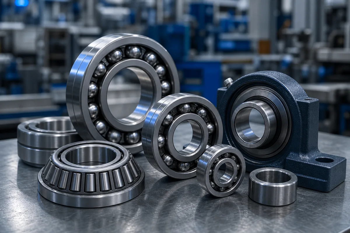 Industrial ball bearings, roller bearings and bearing housing